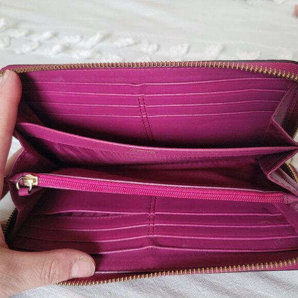 Coach Madison Zip Around Continental Wallet | Raspberry/Magenta Pink | Leather - Picture 7 of 9